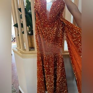 Brand new rusty orange sparkly gown